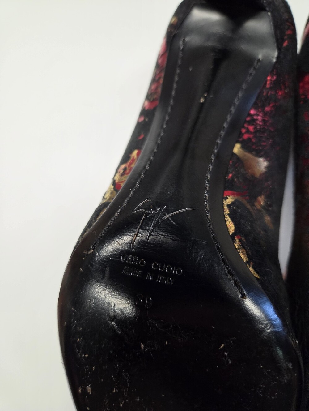 Giuseppe Zanotti Black Velvet Red & Gold Metallic Firework Pumps Stiletto Sz 39 - Picture 8 of 11